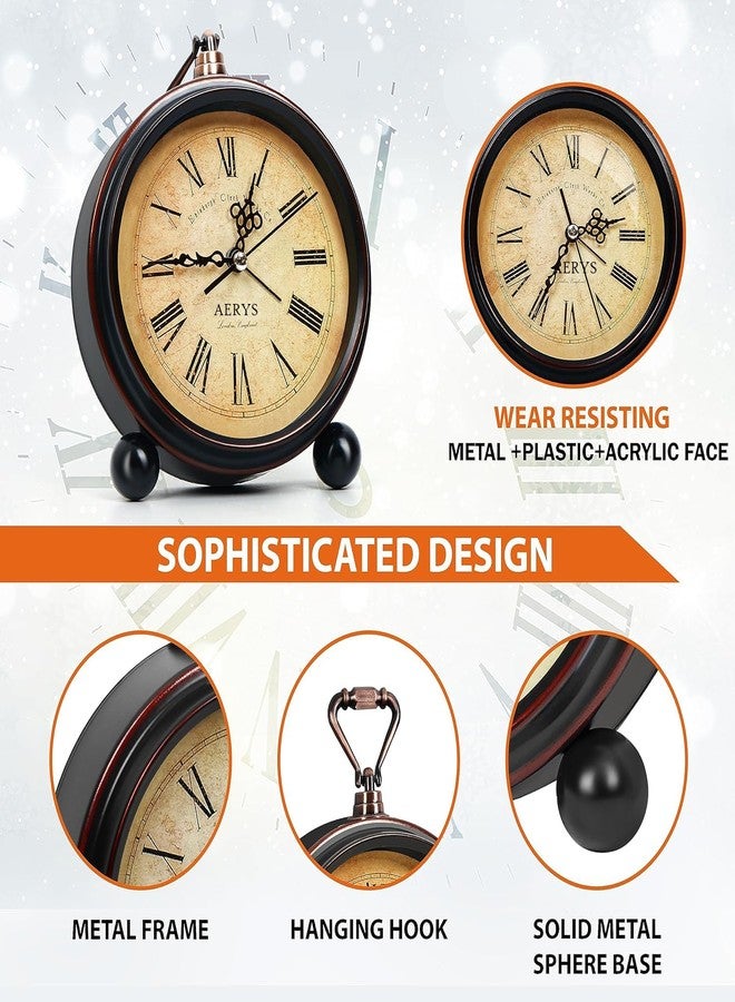 AERYS Table Clock Retro Twin Bell Metal Frame Alarm Clock & Silent Motion, High Volume Bedside Luminous Alarm for Bedroom/Office (Roman Vintage), Analog, 13 Cm, 17.5 Cm, Roman Alarm Clock, Brown - Image 5